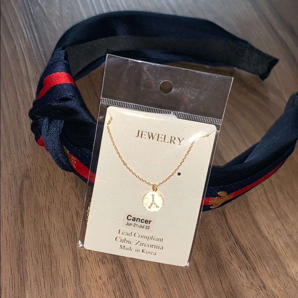 Gucci influenced head band with Cancer necklace